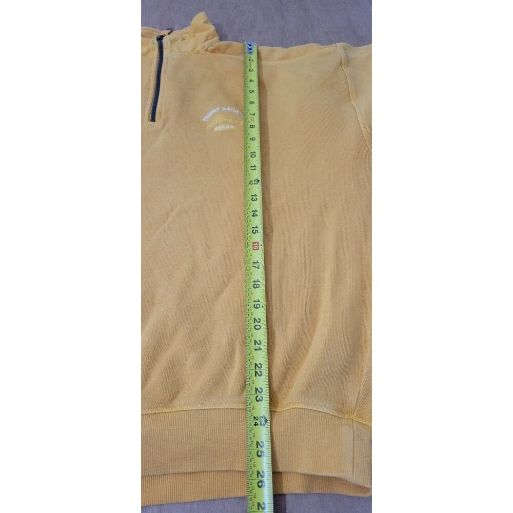 Tommy Bahama Relax 1/4 Zip Pullover Sweatshirt Yellow Large Marlin Logo Flaw!